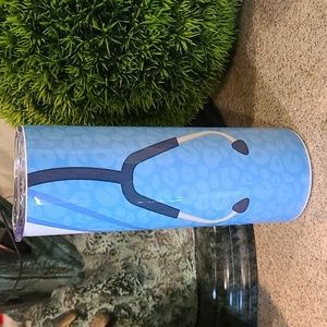 Medical Theme Blue  20oz skinny SS tumbler with Lid  NWT for Hot & cold